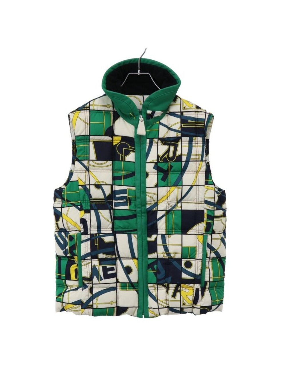 Hermes Geometric Leather Trim Down Vest Mix 42